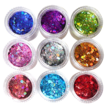 Laser illusion hexagon glitter flakes for nails leather clothing decoration